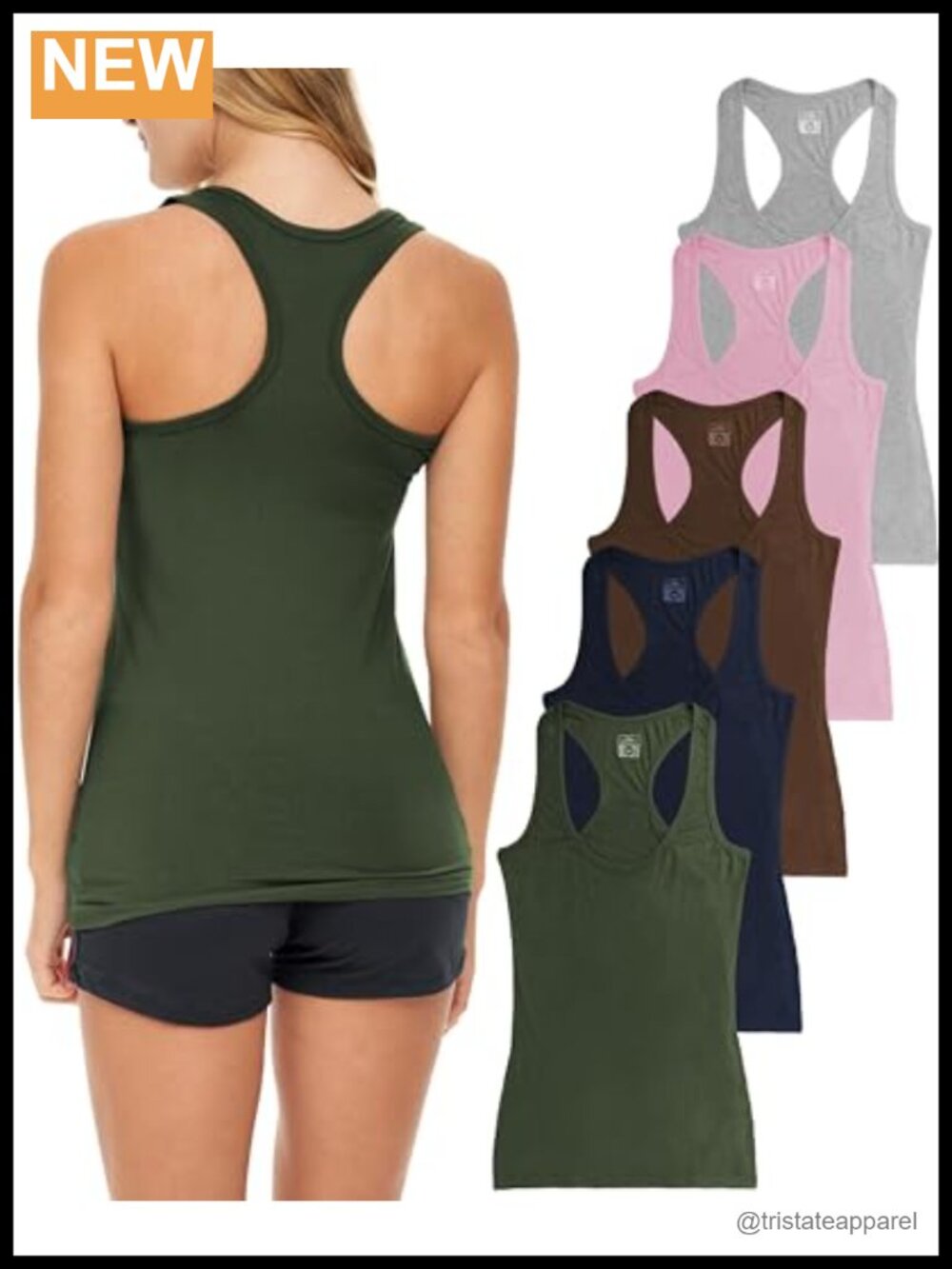 Cotton Spandex Racerback Tank Tops Set Activewear Yoga Gym Workout